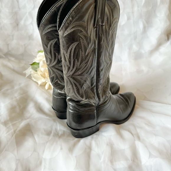 J. Chisholm VINTAGE Mens 8.5 D Black Western Cowboy Boots handcrafted in USA - Picture 4 of 10